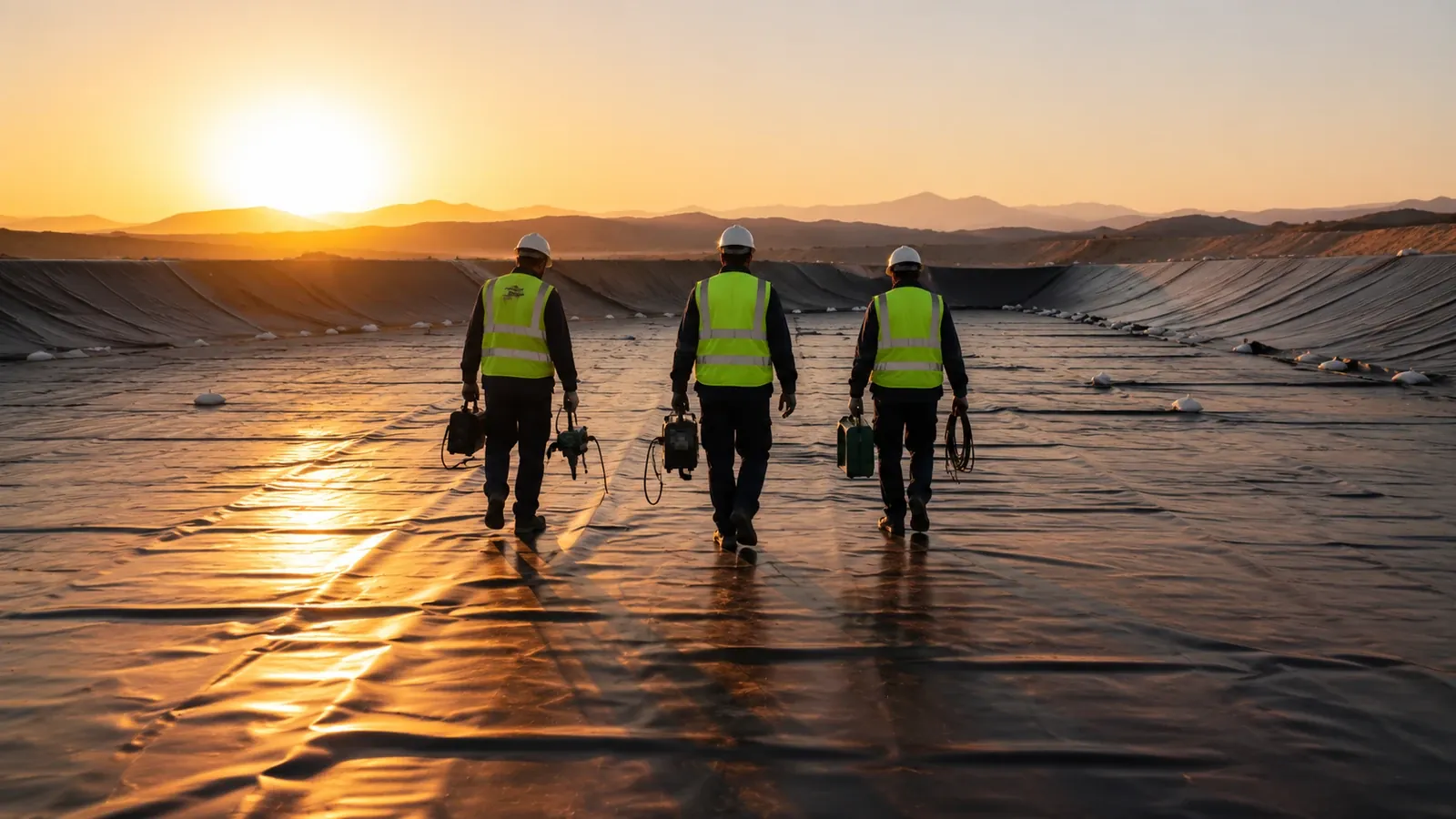 HDPE geomembrane supplier team preparing a liner installation in the UAE