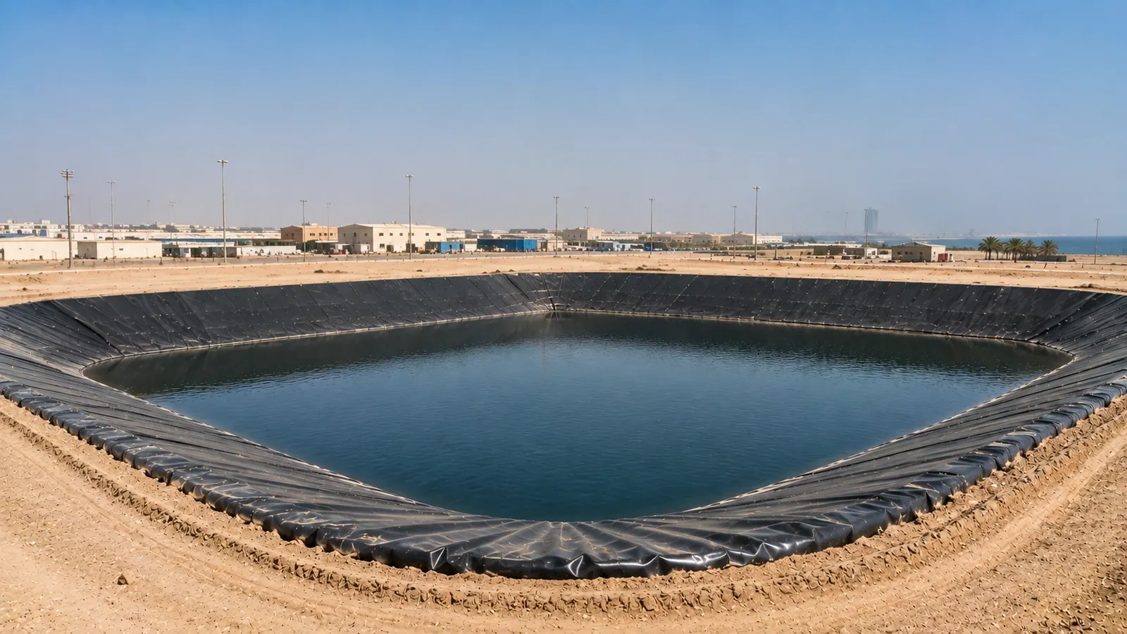 HDPE geomembrane suppliers in Ajman lining a small reservoir
