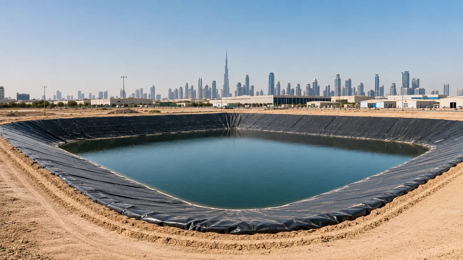 HDPE geomembrane suppliers in Dubai lining a reservoir