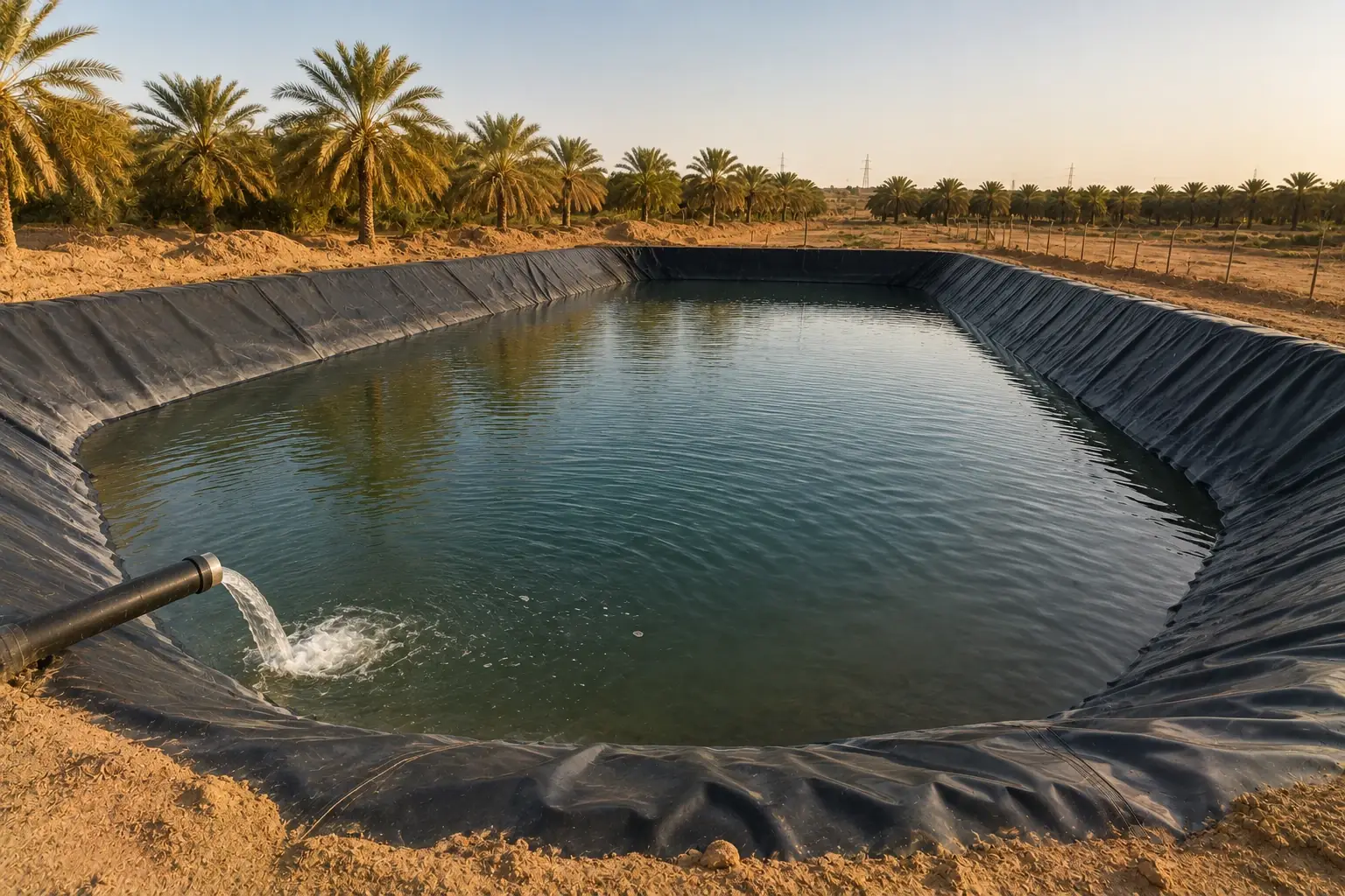 Pond and reservoir lining in the UAE with HDPE geomembrane